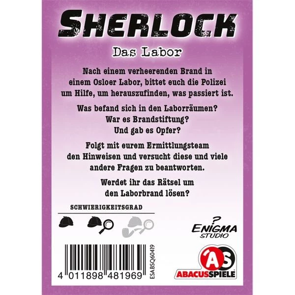 4011898481969 ABACUSSPIELE Sherlock – Das Labor, kooperatives Krimi-Kartenspiel 1