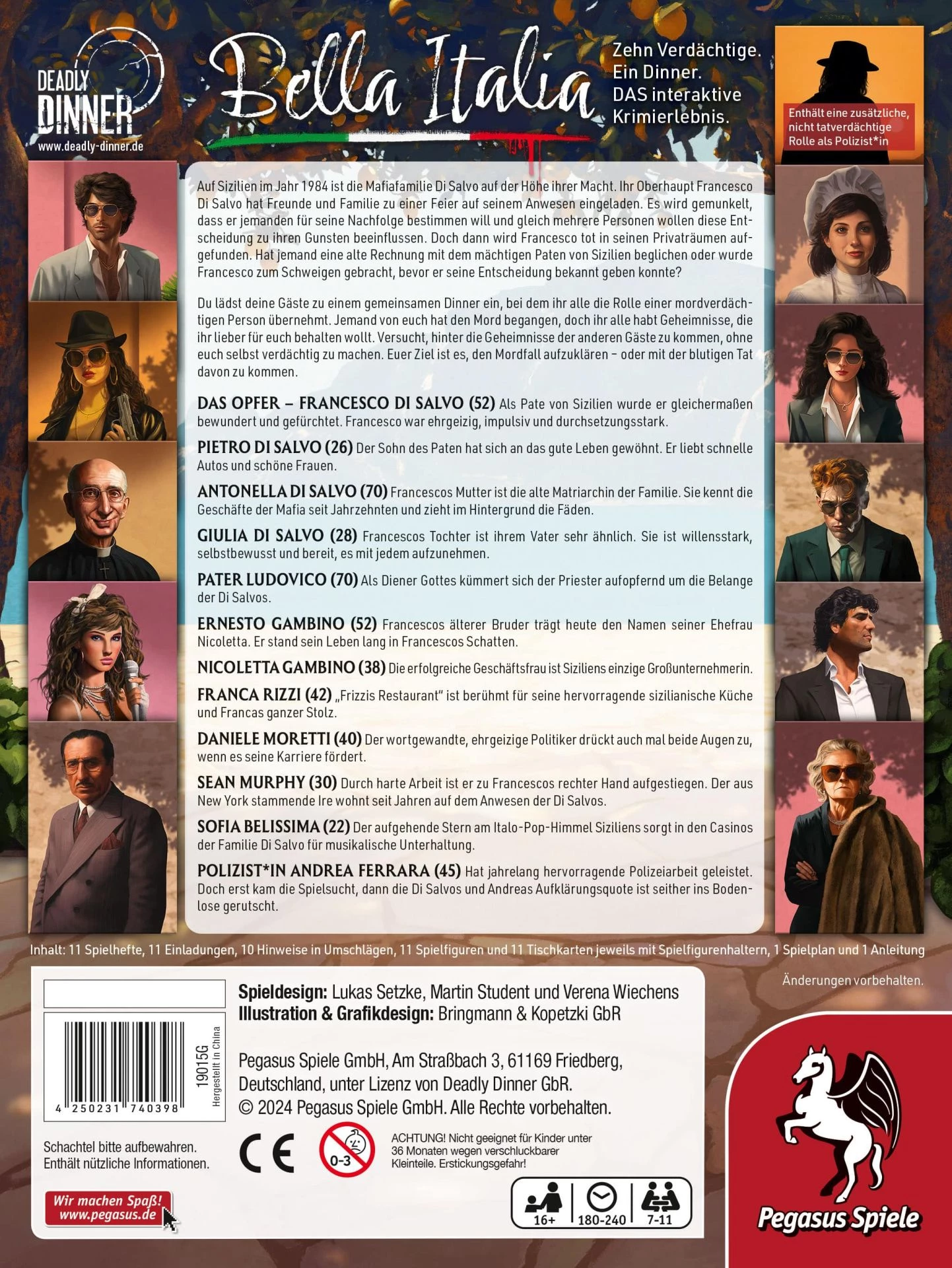 19015G Pegasus Spiele Deadly Dinner – Bella Italia, Krimidinner 3