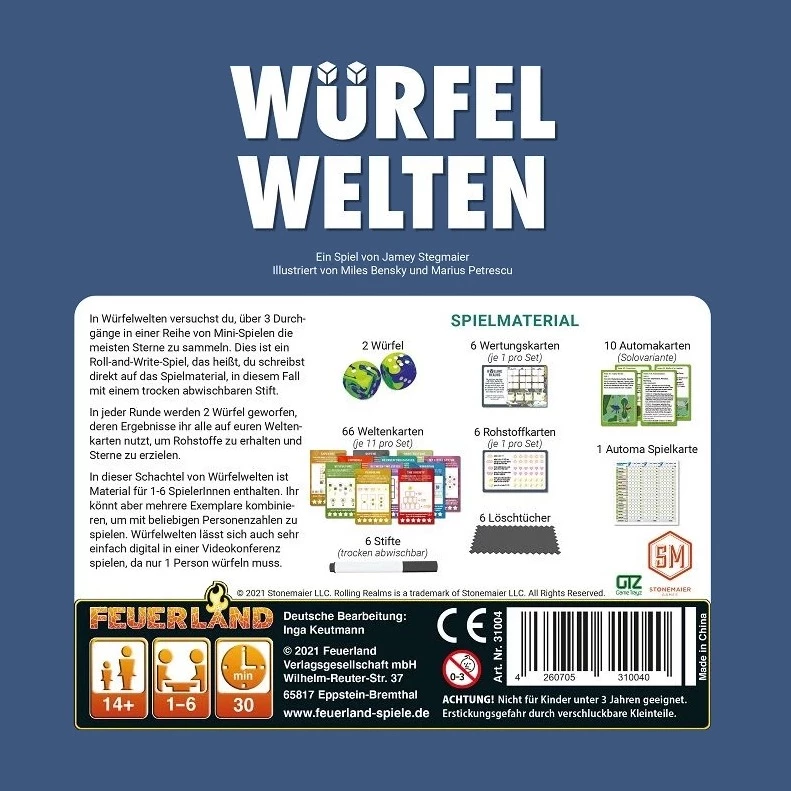 4260705310040 Würfelwelten – Roll-and-Write-Spiel von Feuerland 2